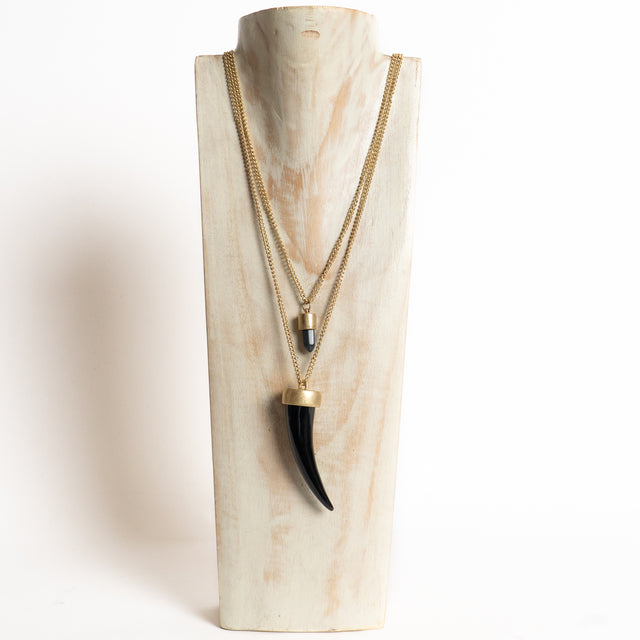 W by Whitemood-Collana doppiofilo con corno - nero