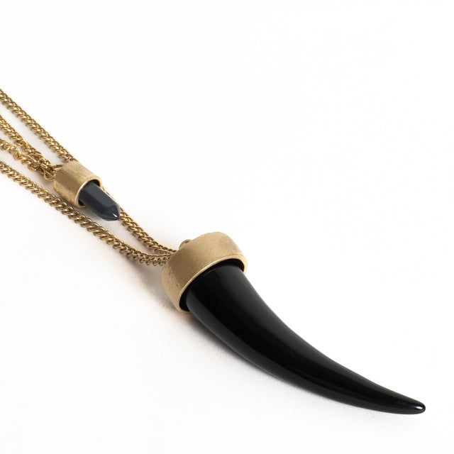 W by Whitemood-Collana doppiofilo con corno - nero
