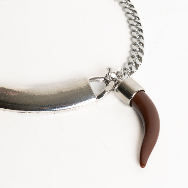 W by Whitemood-Collana semiluna con corno - silver