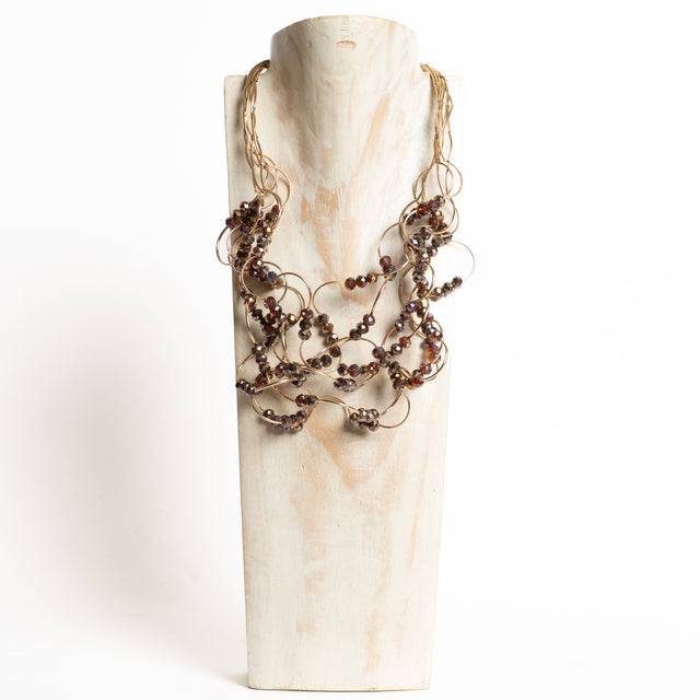 W by Whitemood-Collana multifilo con pietre - bronzo