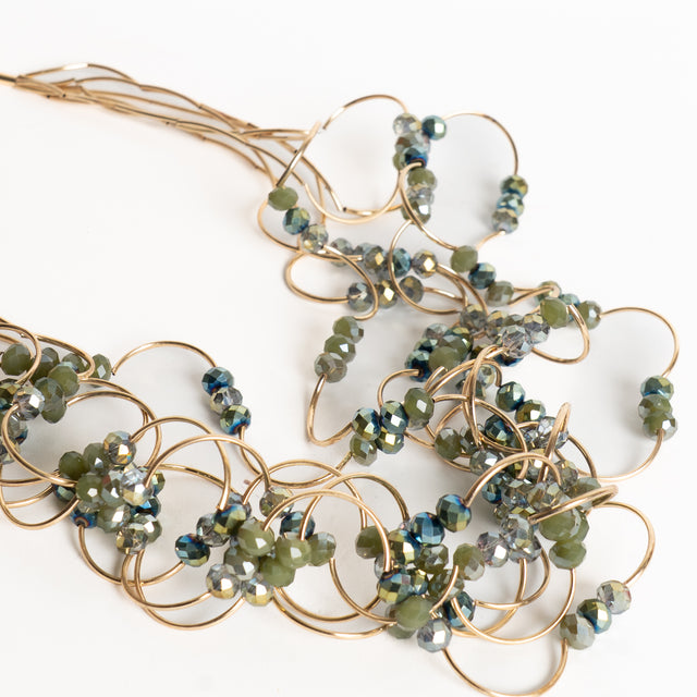 W by Whitemood-Collana multifilo con pietre - salvia
