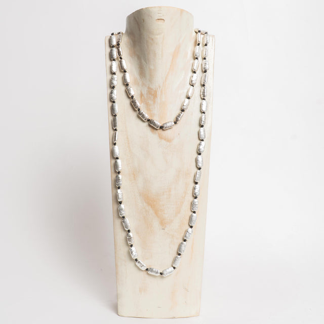Collar de piedra martillada W by Whitemood - Plata