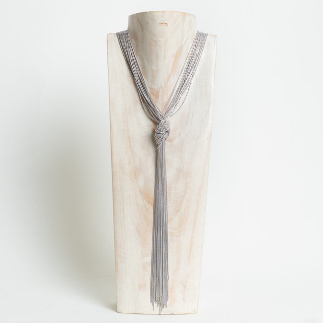 W by Whitemood-Collana multifilo con nodo - silver