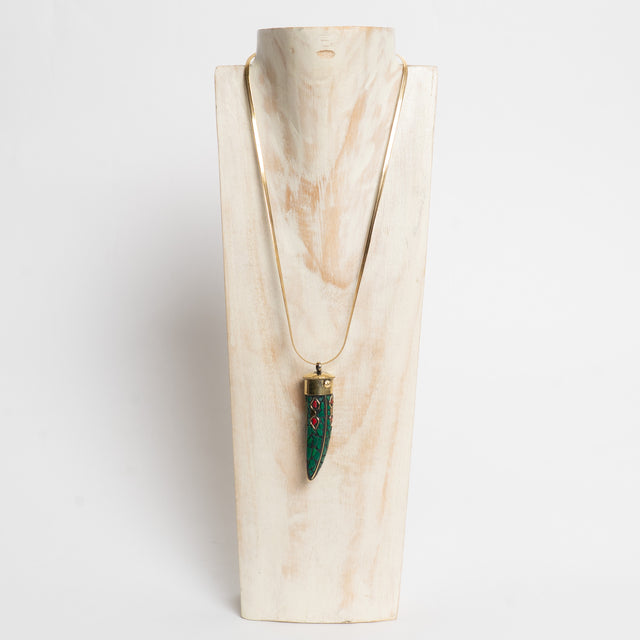 W by Whitemood-Collana chocker corno tibetano - Verde