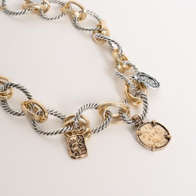 W by whitemood- Collana catena ad anelli con ciond - gold/silver