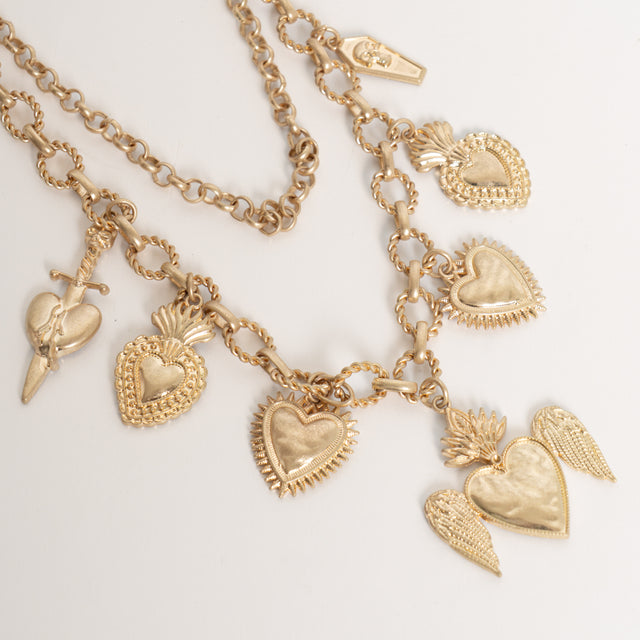 W by whitemood- Collana multifilo ciondoli cuori - gold