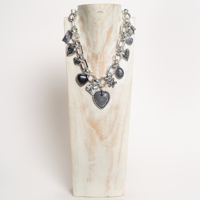 W by whitemood- Collana catene mixed charms - silver