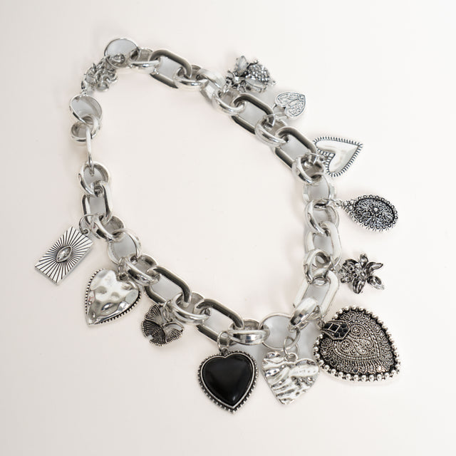 W by whitemood- Collana catene mixed charms - silver
