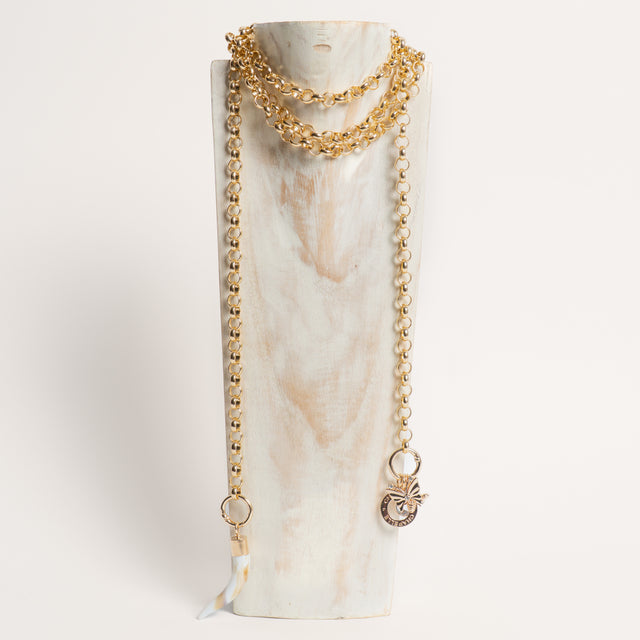 W by Whitemood-Collana doppio giro corno e pendenti - gold