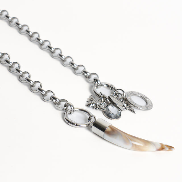 W by Whitemood-Collana doppio giro corno e pendenti - silver