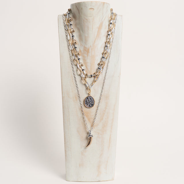 W by Whitemood-Collana 3 catene con pendenti - gold/silver