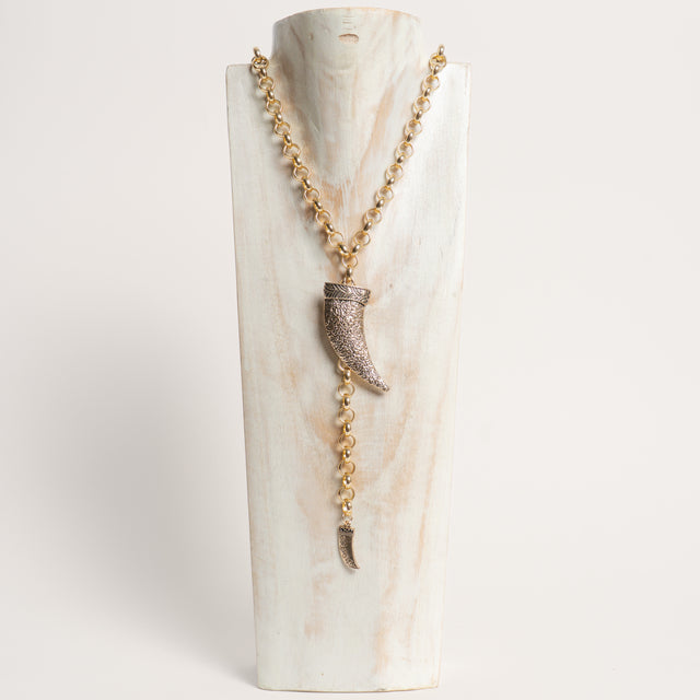 W by Whitemood-Collana catena anelli due corni - gold