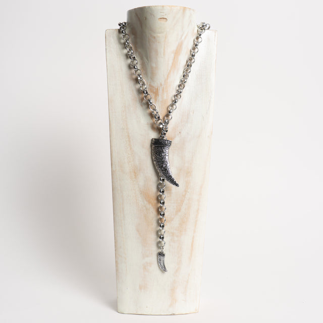 W by Whitemood-Collana catena anelli due corni - silver