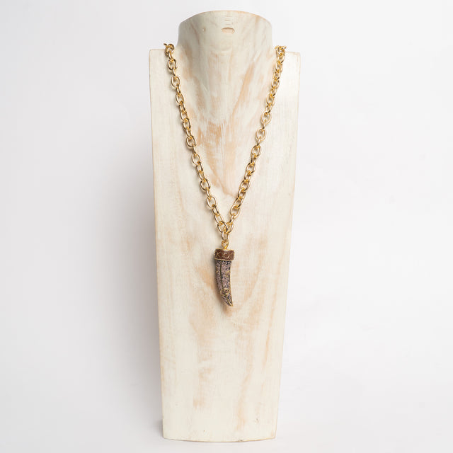 W by Whitemood-Collana corno sabbiato - brown