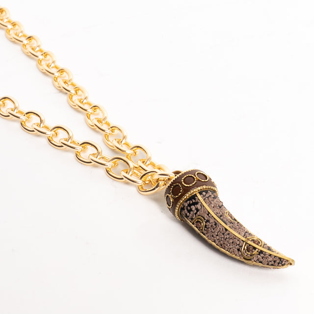 W by Whitemood-Collana corno sabbiato - brown