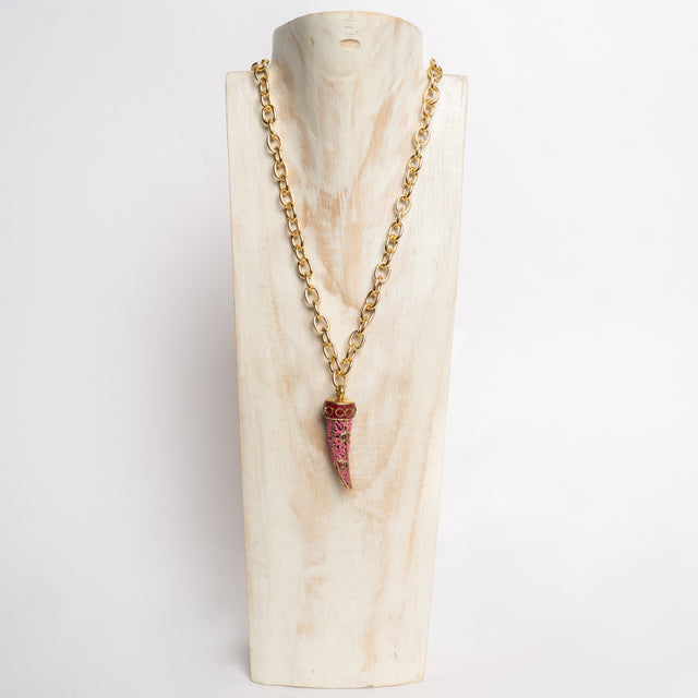 W by Whitemood-Collana corno sabbiato - fucsia