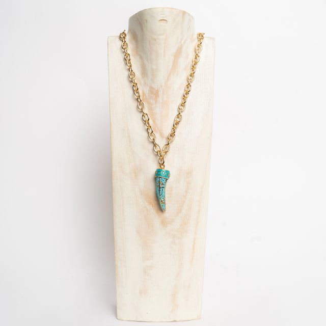 W by Whitemood-Collana corno sabbiato - turchese