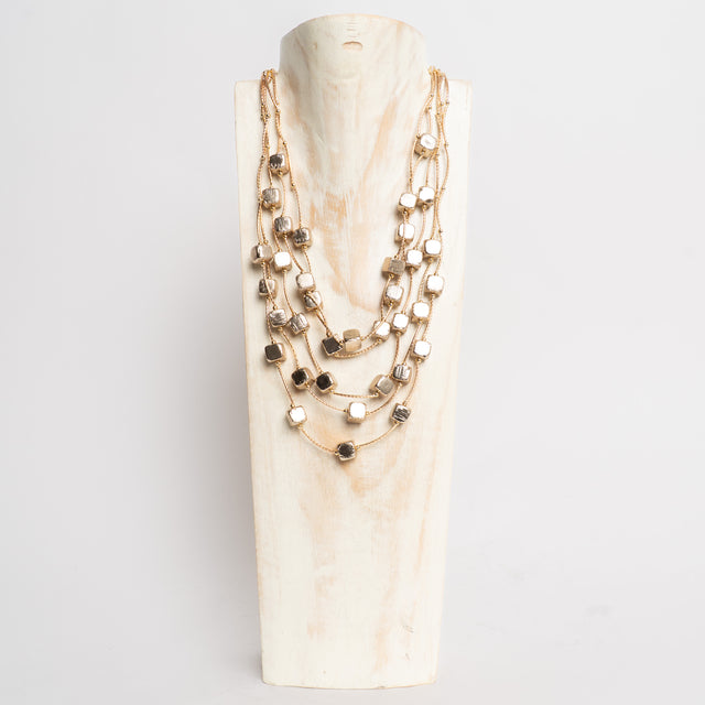 W by Whitemood- Collana multifilo cubi - gold