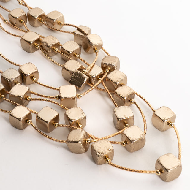 W by Whitemood- Collana multifilo cubi - gold