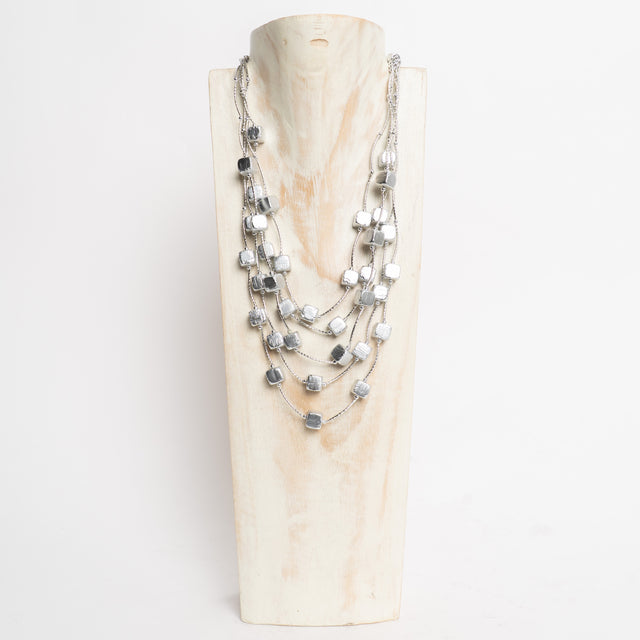 W by Whitemood- Collana multifilo cubi - silver