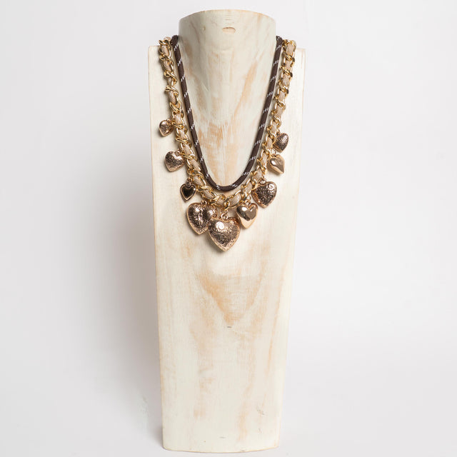 W by Whitemood-Collana doppia catena con ciondoli - gold