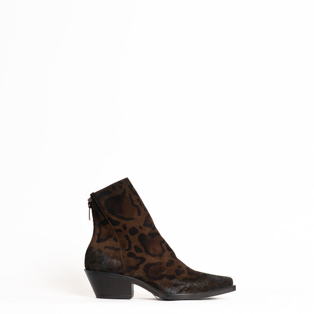 Whitemood-Texano basso scamosciato animalier - moro/nero