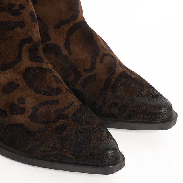 Whitemood-Texano basso scamosciato animalier - moro/nero