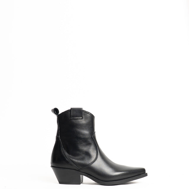 Whitemood-Texano basso in pelle - nero
