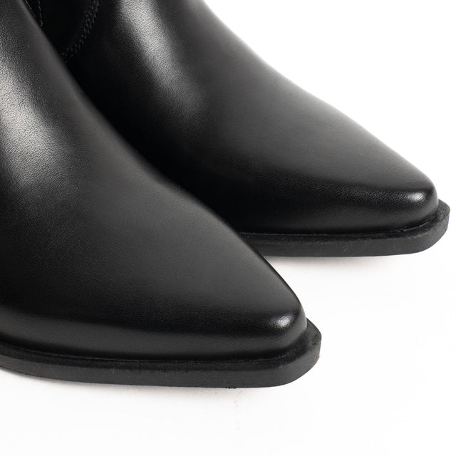 Whitemood-Texano basso in pelle - nero