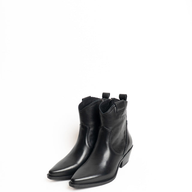 Whitemood-Texano basso in pelle - nero