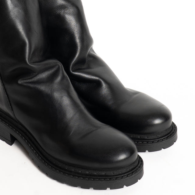 Whitemood-Stivale in pelle arricciato - nero
