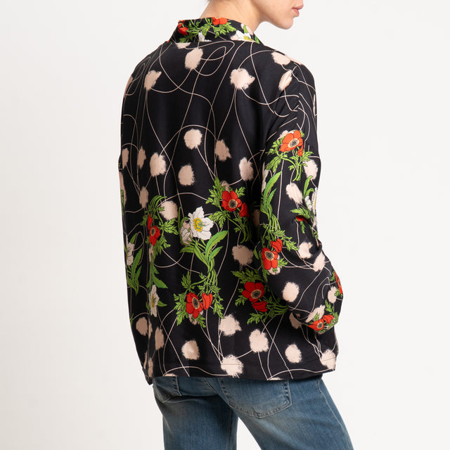 Wu'side-Kimono fantasia - nero/verde/cipria