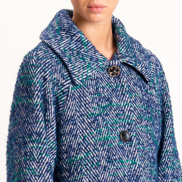 Wu'side-Cappotto spigato lana cotta - blu/verde