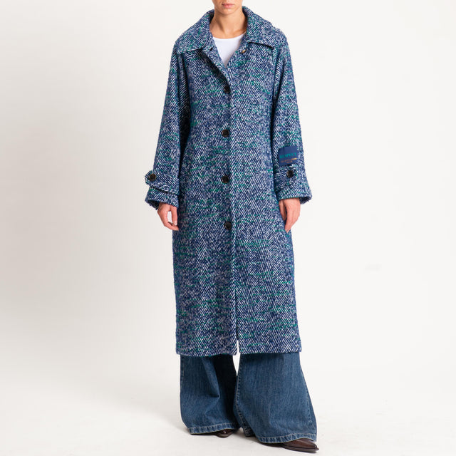 Wu'side-Cappotto spigato lana cotta - blu/verde