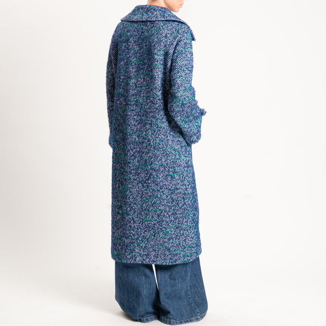 Wu'side-Cappotto spigato lana cotta - blu/verde