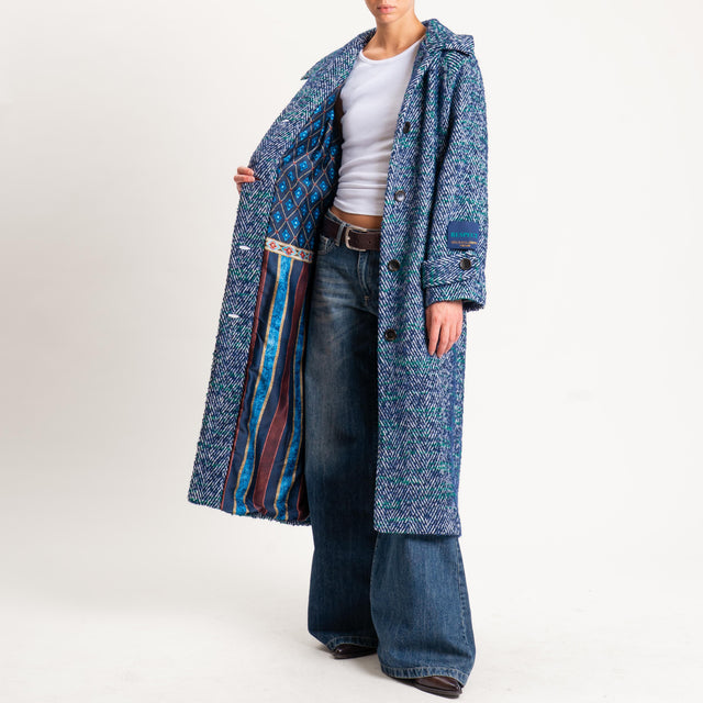 Wu'side-Cappotto spigato lana cotta - blu/verde