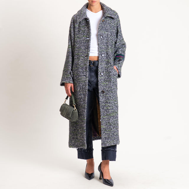 Wu'side-Cappotto spigato lana cotta - militare/nero