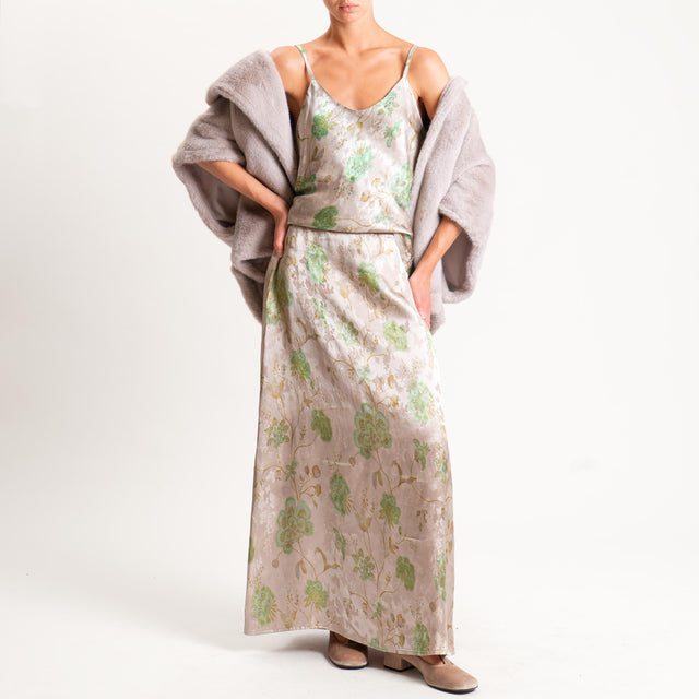 Wu'side-Top fantasia floreale con bretelle regolab - ostrica/menta