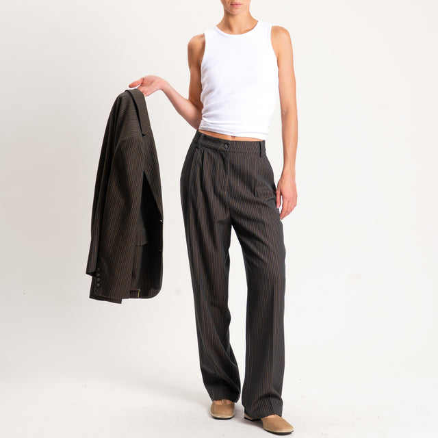 Wu'side-Pantalone gessato con pinces - militare