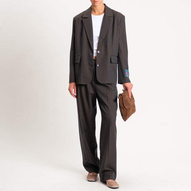 Wu'side-Pantalone gessato con pinces - militare