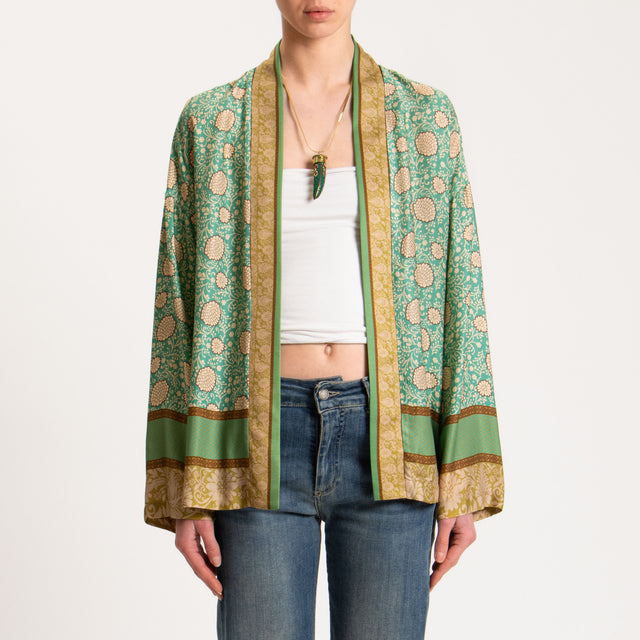 Wu'side-Kimono fantasia floreale - verde/olio