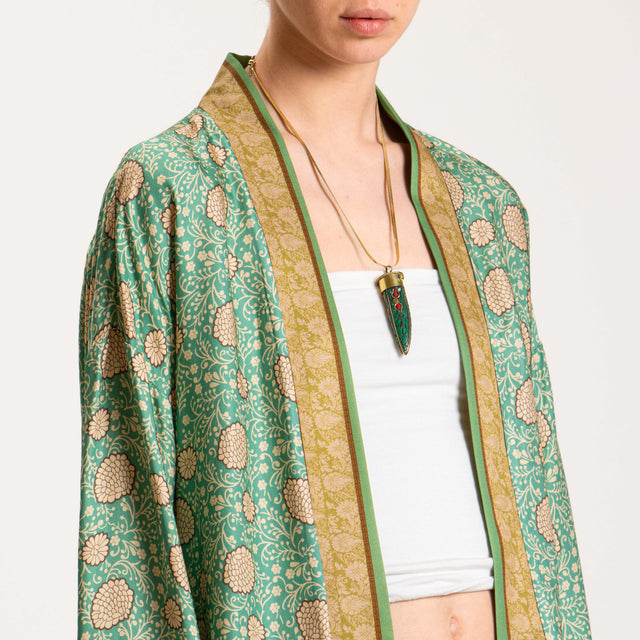 Wu'side-Kimono fantasia floreale - verde/olio