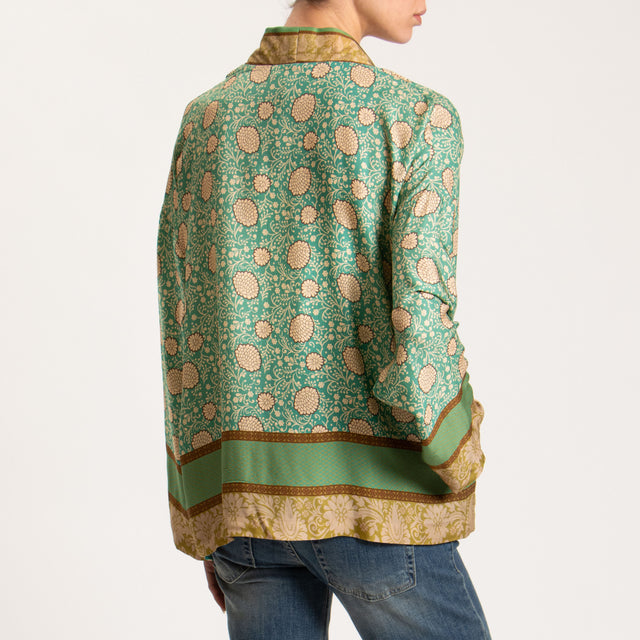 Wu'side-Kimono fantasia floreale - verde/olio