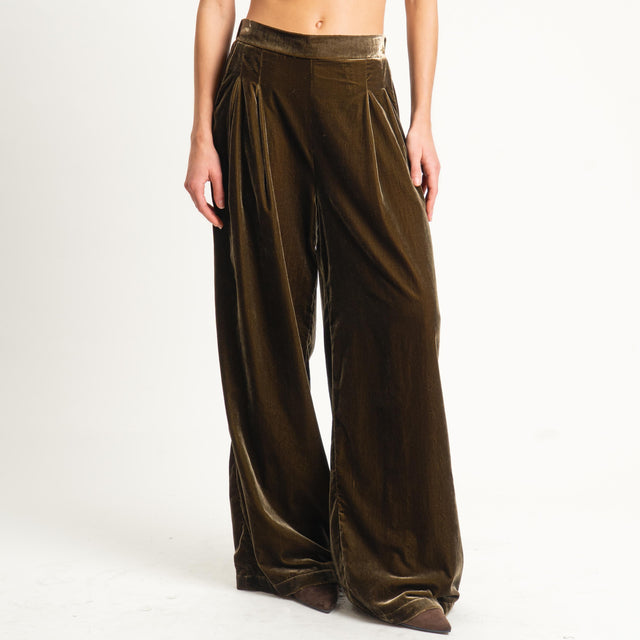 Wu'side-Pantalone velluto elastico dietro - olio