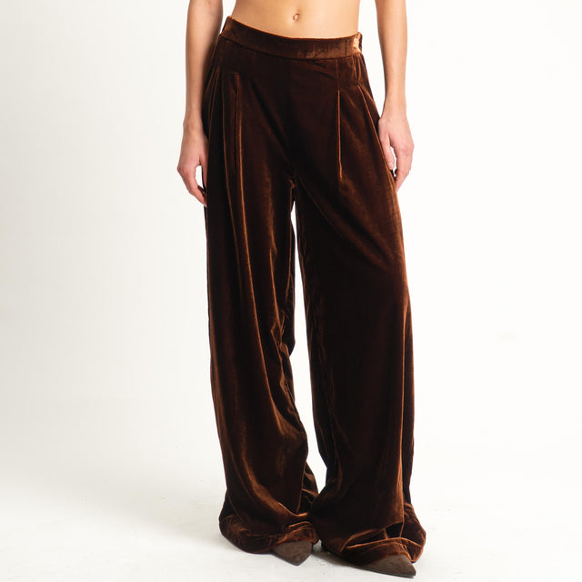 Wu'side-Pantalone velluto elastico dietro - ruggine
