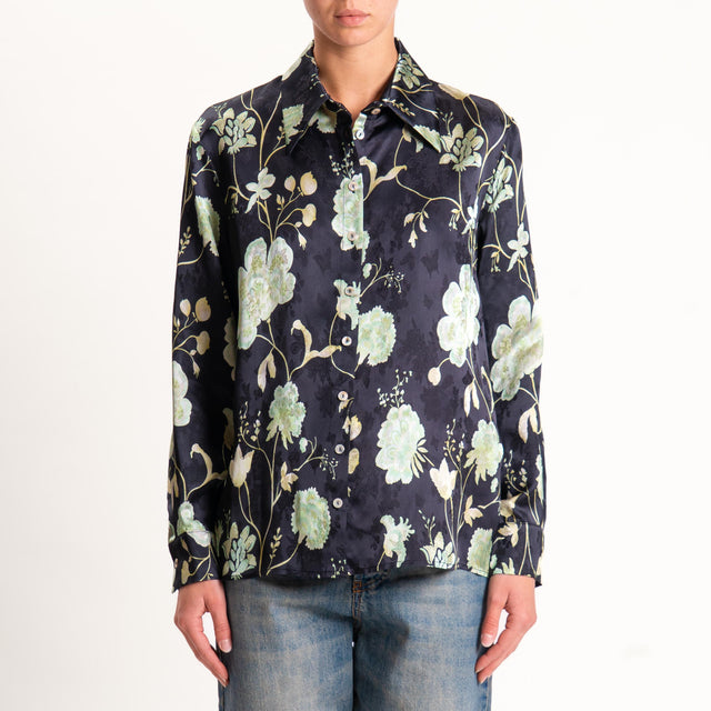 Wu'side-Camicia floreale - nero/menta