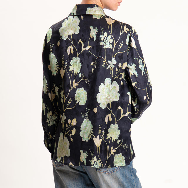 Wu'side-Camicia floreale - nero/menta