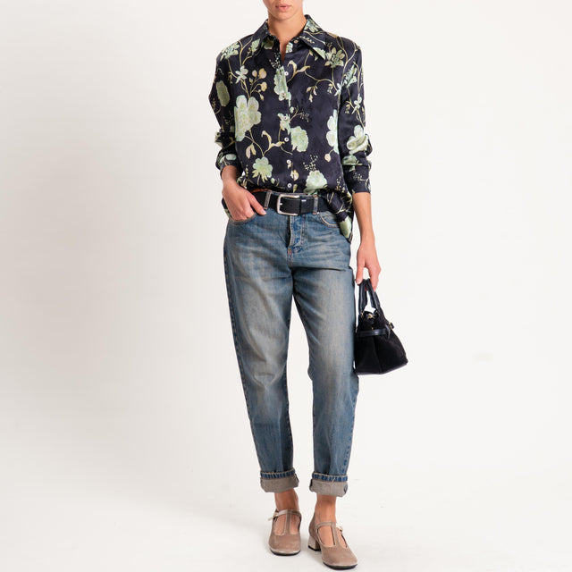 Wu'side-Camicia floreale - nero/menta