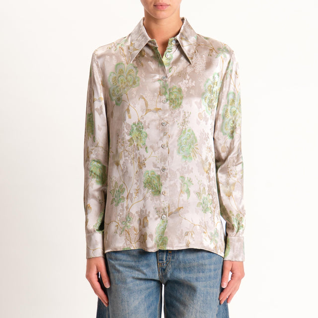 Wu'side-Camicia floreale - ostrica/menta