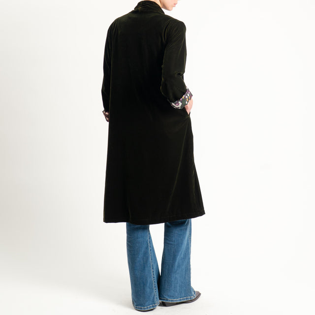 Wu'side-Kimono velluto fodera fantasia - VERDE